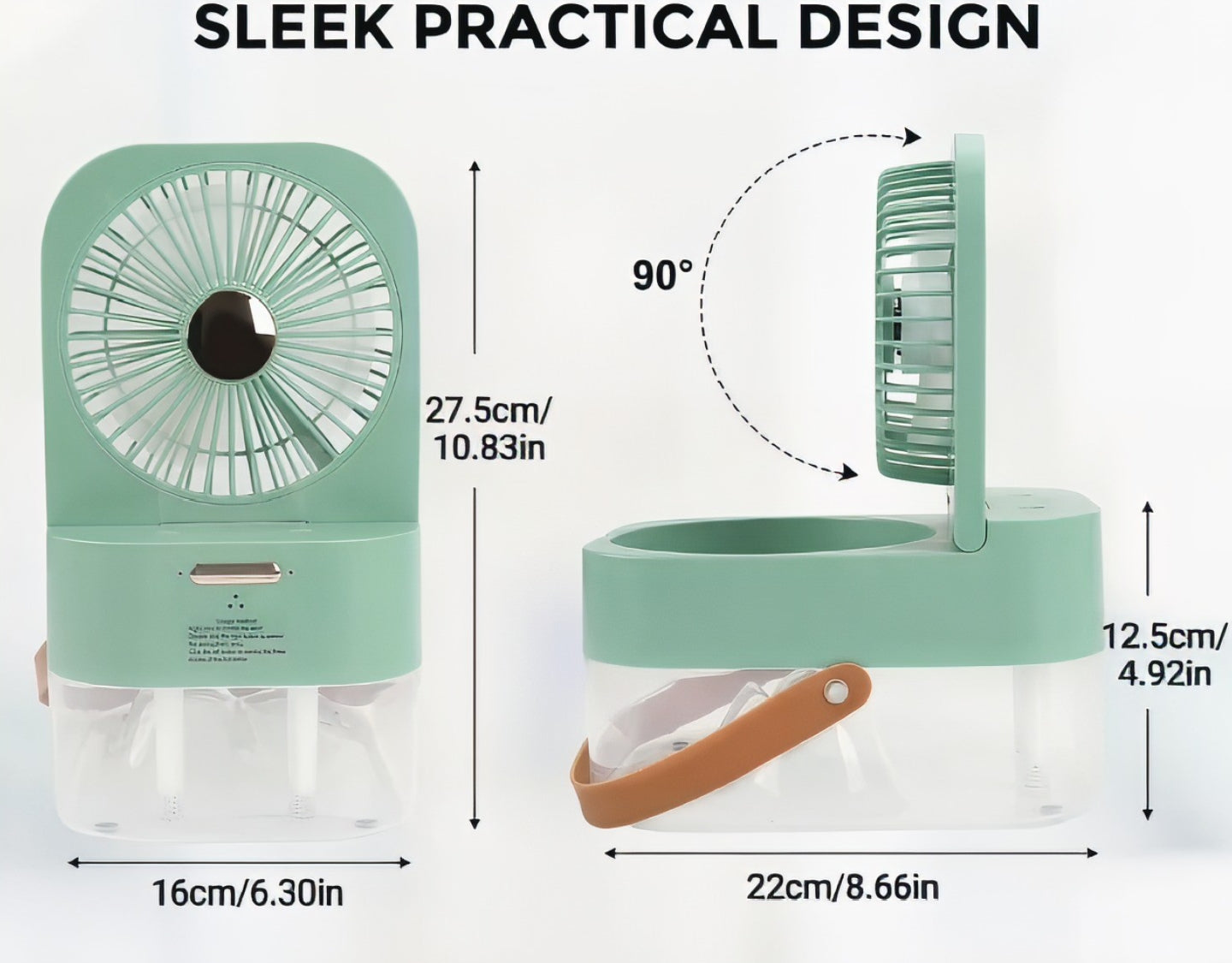 Mini Fan with Cool Mist, Portable Air Cooler, USB Table Fan, Desk Fan with 3 Wind Modes and Brightness Adjustment, Table Fan for Home, Office