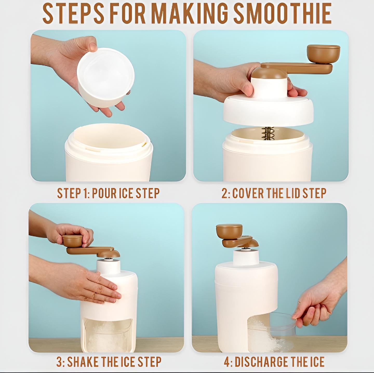 Manual Ice & Gola Ganda Maker - Portable Ice Crusher Machine for Home Use with Stainless Steel Blades