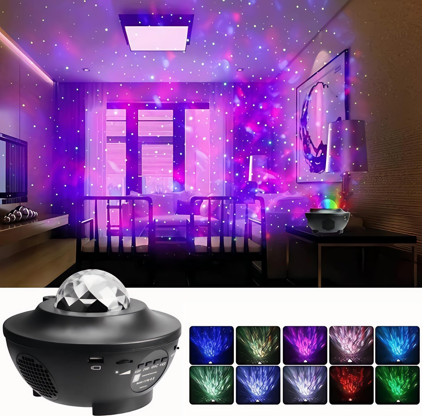 USB Starry Projector Light | Ocean Wave & Star Sky Night