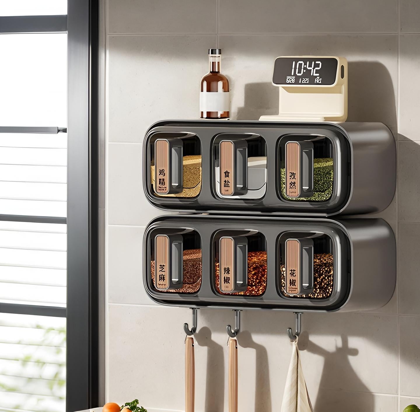 Wall Mounted Seasoning Box Condiment Containers Space Saving Storage Durable Transparent Kitchen Organizer