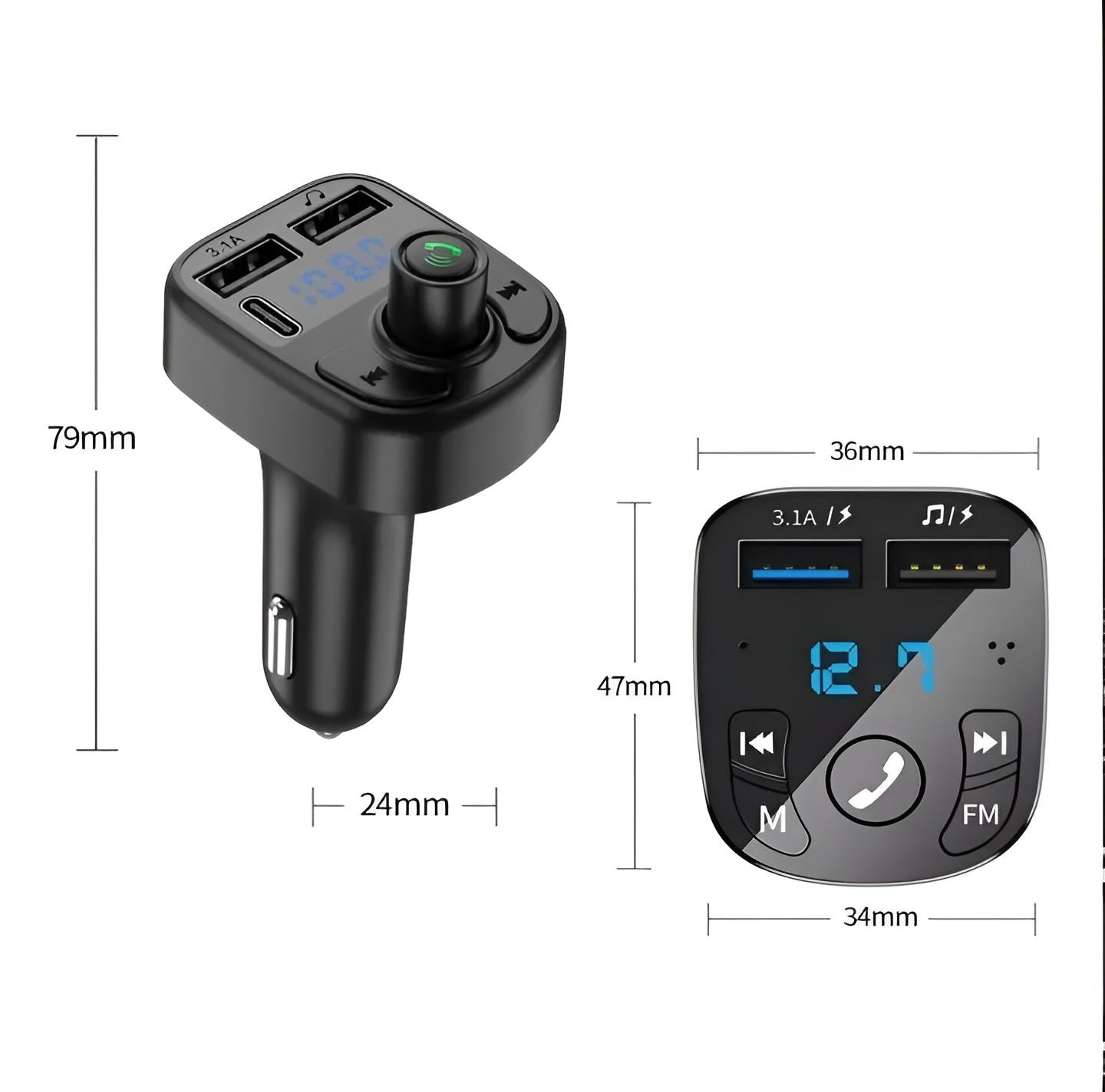 C1 - Car Mp3 Player | Car Wireless FM Transmitter | Car Mp3 Modulator | Car Accessories (Random Color)