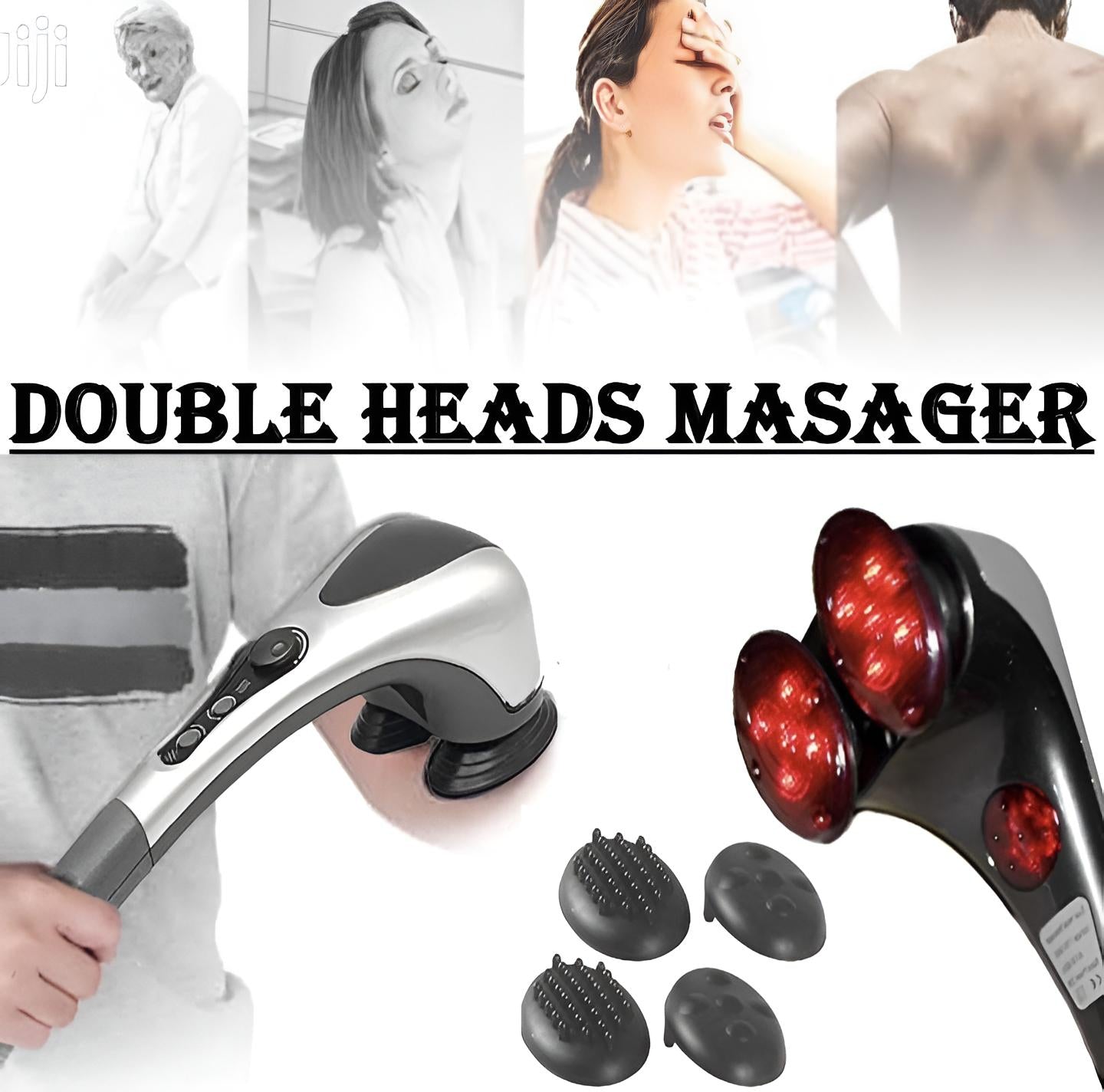 Blue Idea Full Body Handheld Double Head Massager With Infrared Heat Technology For Muscle Relief Relaxation And Circulation