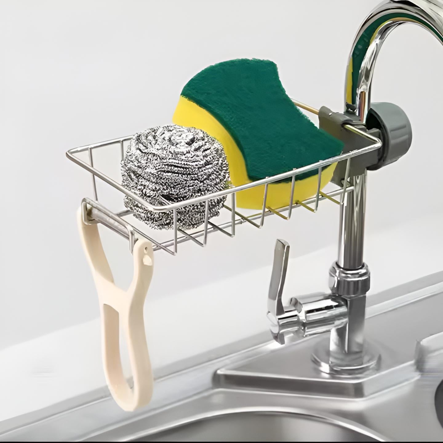 Stainless Steel Adjusting Multifunctional Kitchen Faucet Sponge Holder Durable And Convenient Storage Solution For Everyday Use