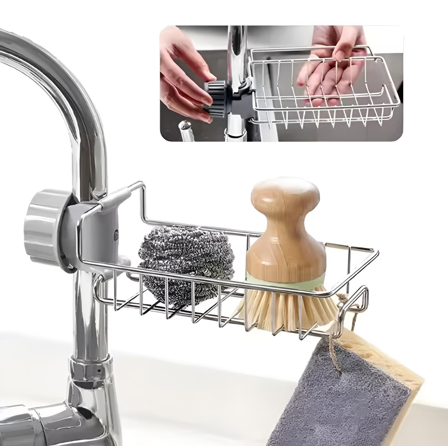 Stainless Steel Adjusting Multifunctional Kitchen Faucet Sponge Holder Durable And Convenient Storage Solution For Everyday Use
