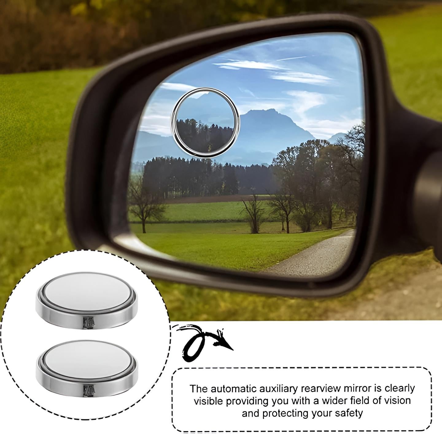Car Blind-Spot Side Mirror Silver Frame - (2 Pc / Set)