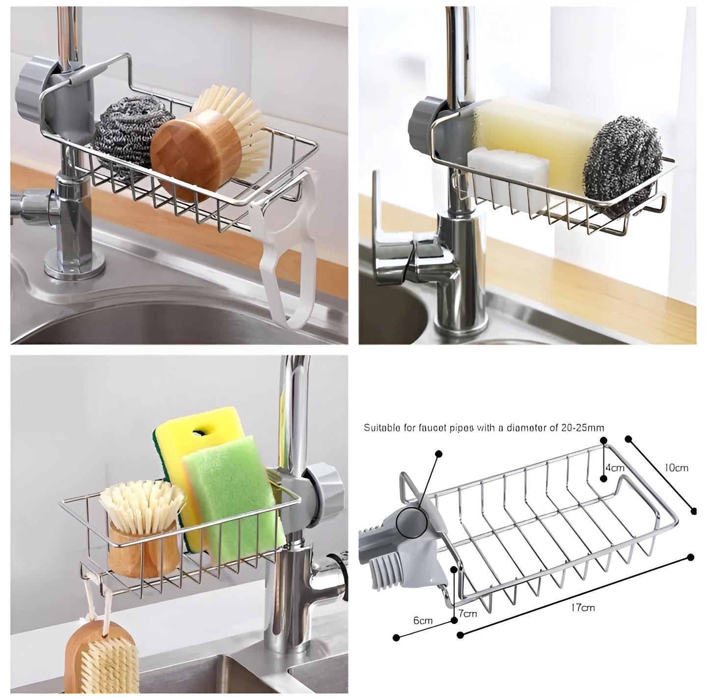 Stainless Steel Adjusting Multifunctional Kitchen Faucet Sponge Holder Durable And Convenient Storage Solution For Everyday Use