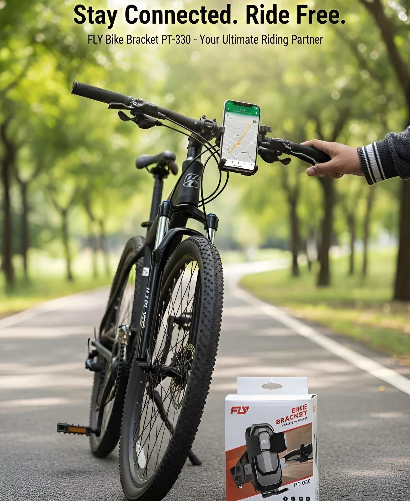 FLY PT-030 Universal Bike Phone Holder Secure Stable Hands Free Riding With 360 Degree Adjustable Viewing