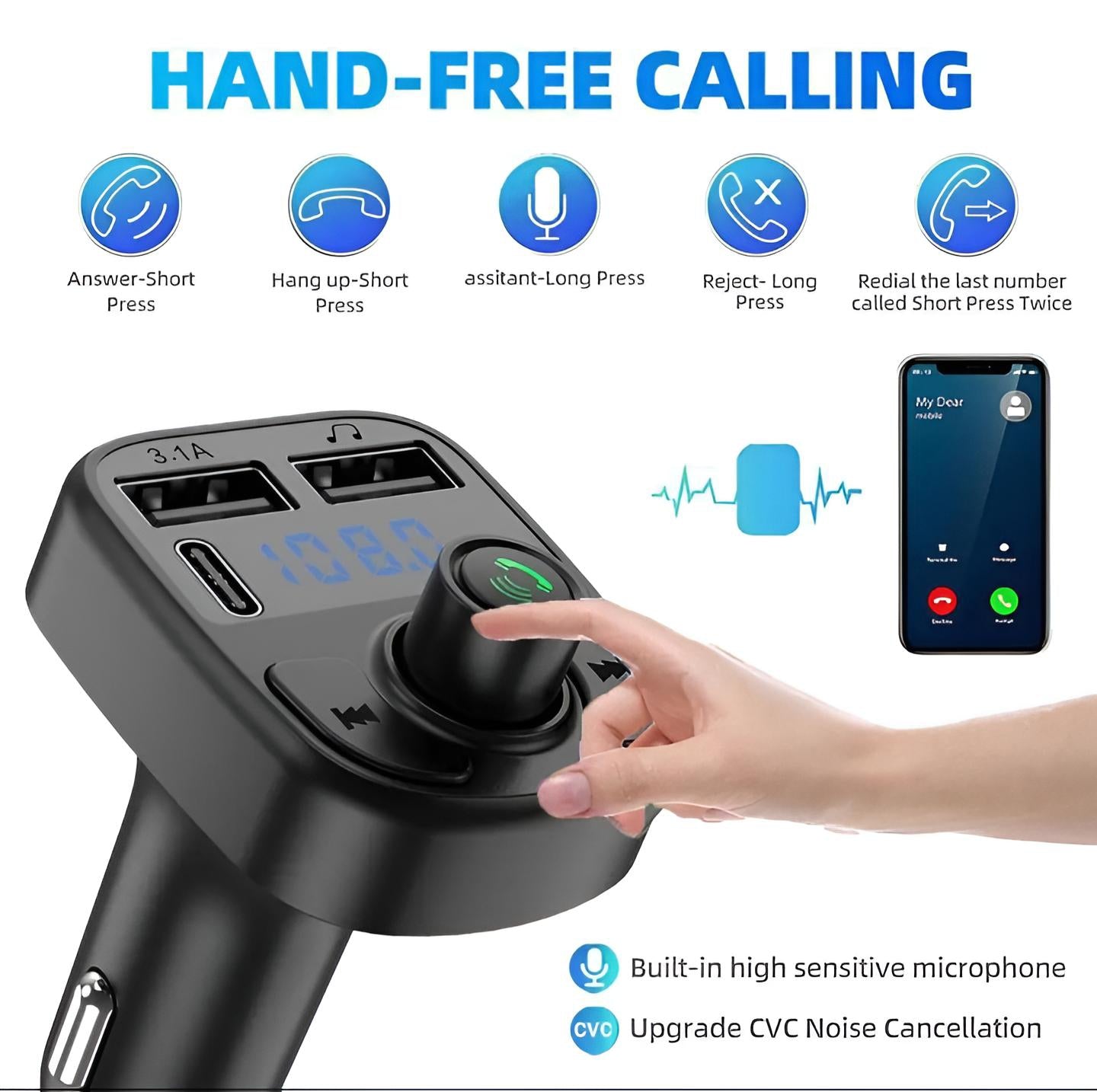 C1 - Car Mp3 Player | Car Wireless FM Transmitter | Car Mp3 Modulator | Car Accessories (Random Color)