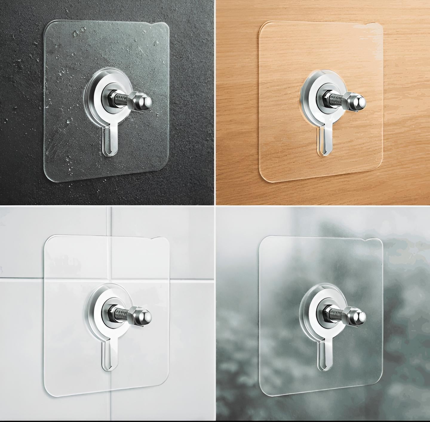 Pack of 10 Heavy-Duty Self-Adhesive Transparent Wall Hooks - Waterproof No-Drilling  Screw & Nail Traceless Wall Organizers