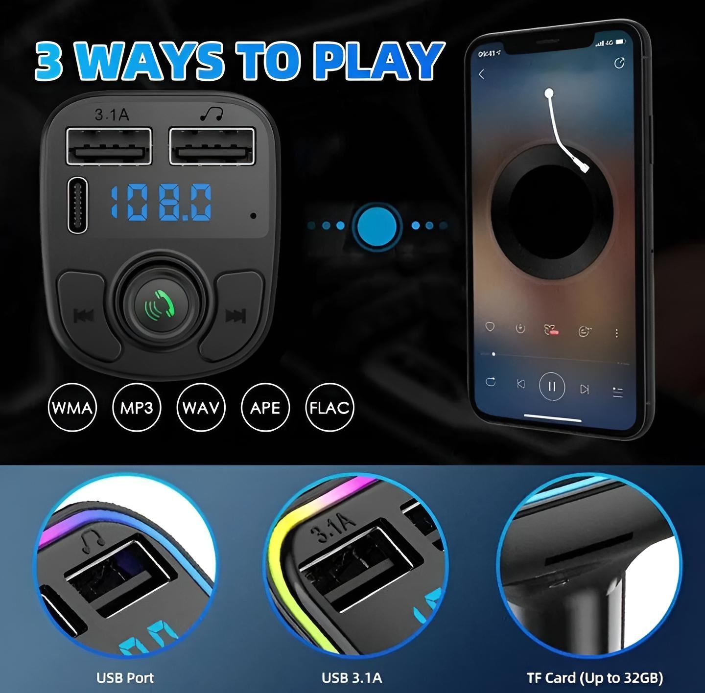 C1 - Car Mp3 Player | Car Wireless FM Transmitter | Car Mp3 Modulator | Car Accessories (Random Color)