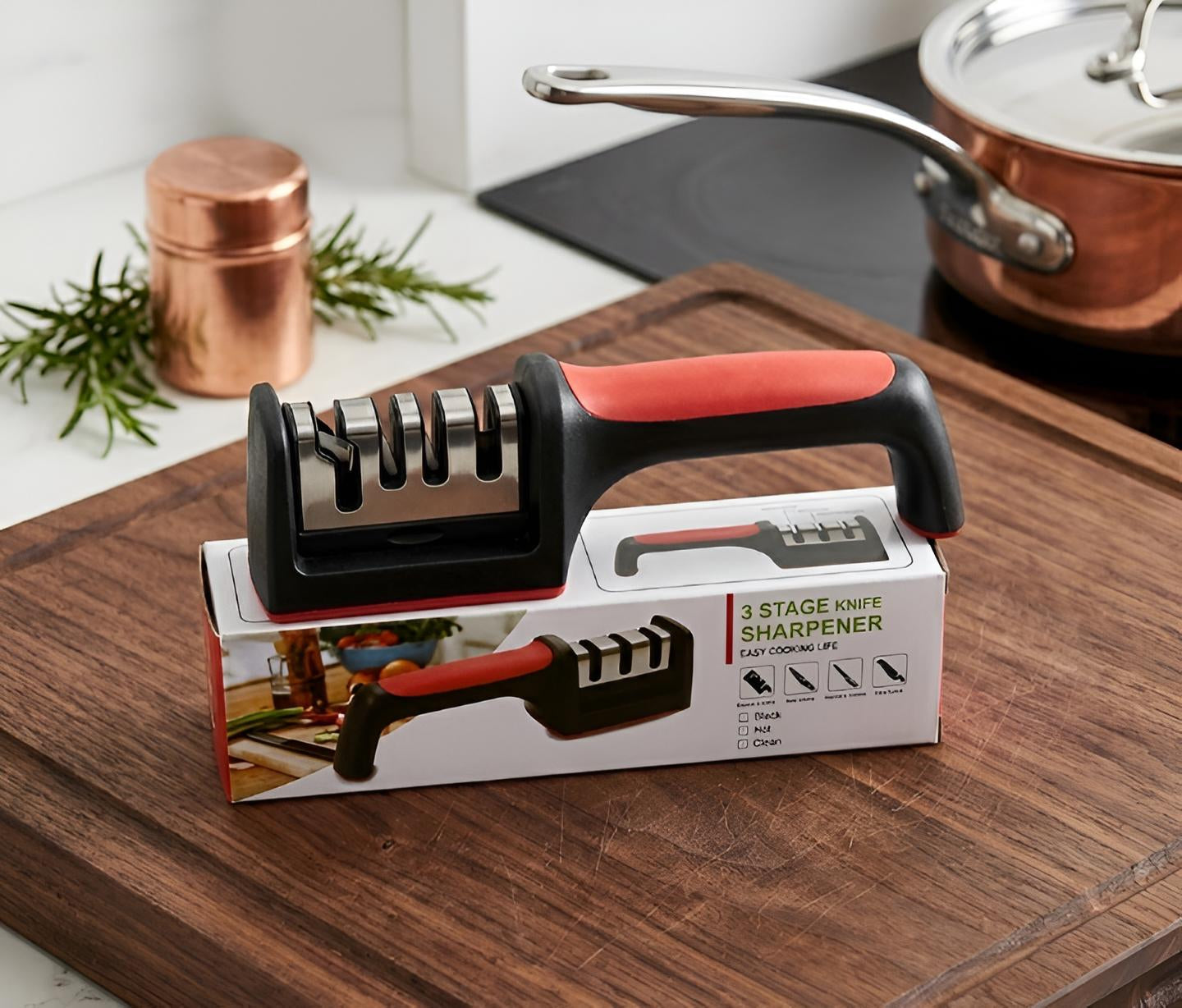 3-Stage Professional Knife Sharpener - Manual Kitchen Knife Sharpening Tool