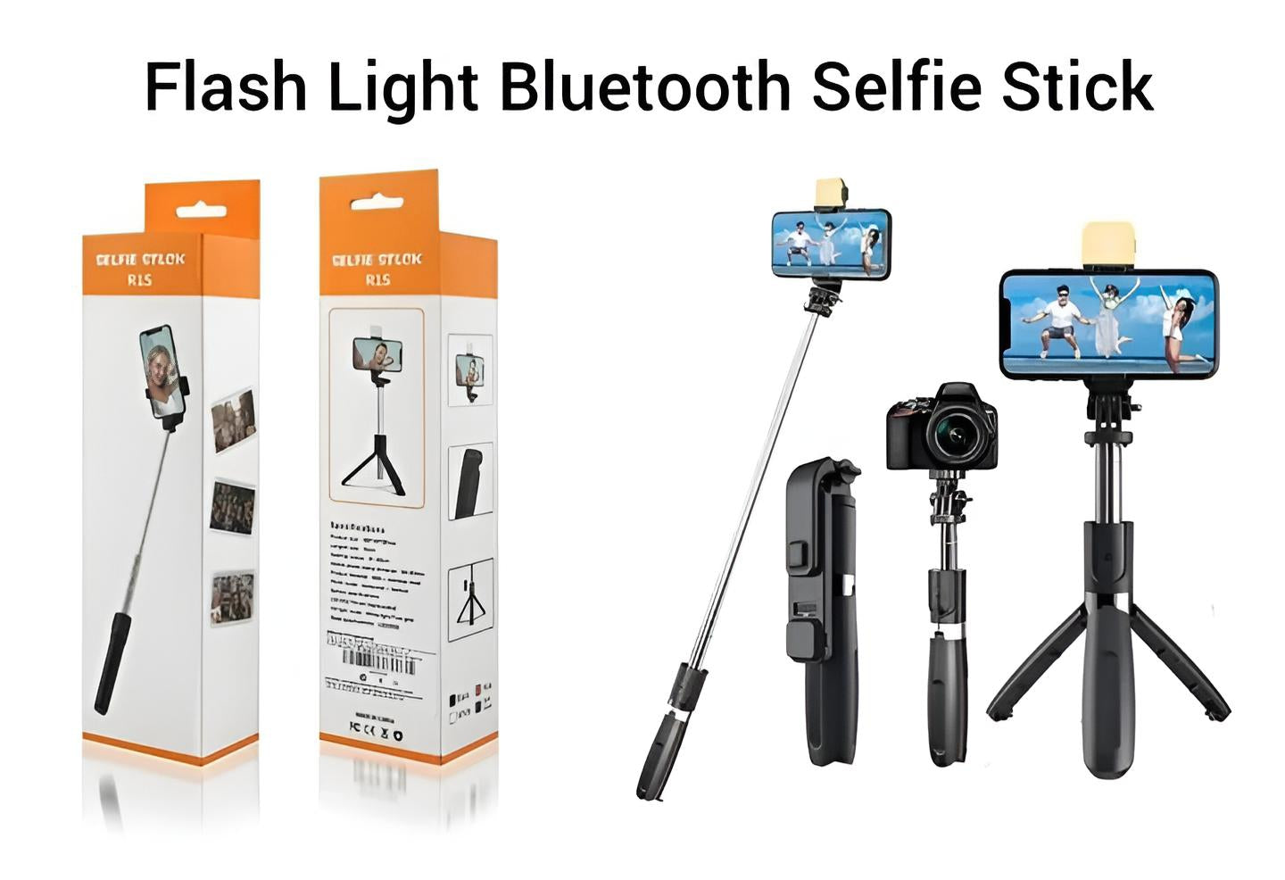 R1S Multifunctional Wireless Selfie Stick Tripod - Expandable Handheld Monopod