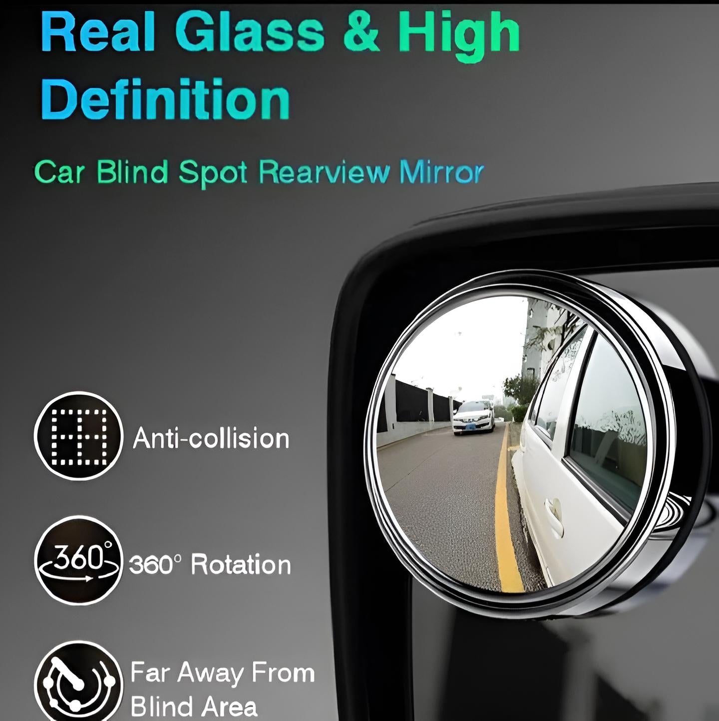 Car Blind-Spot Side Mirror Silver Frame - (2 Pc / Set)