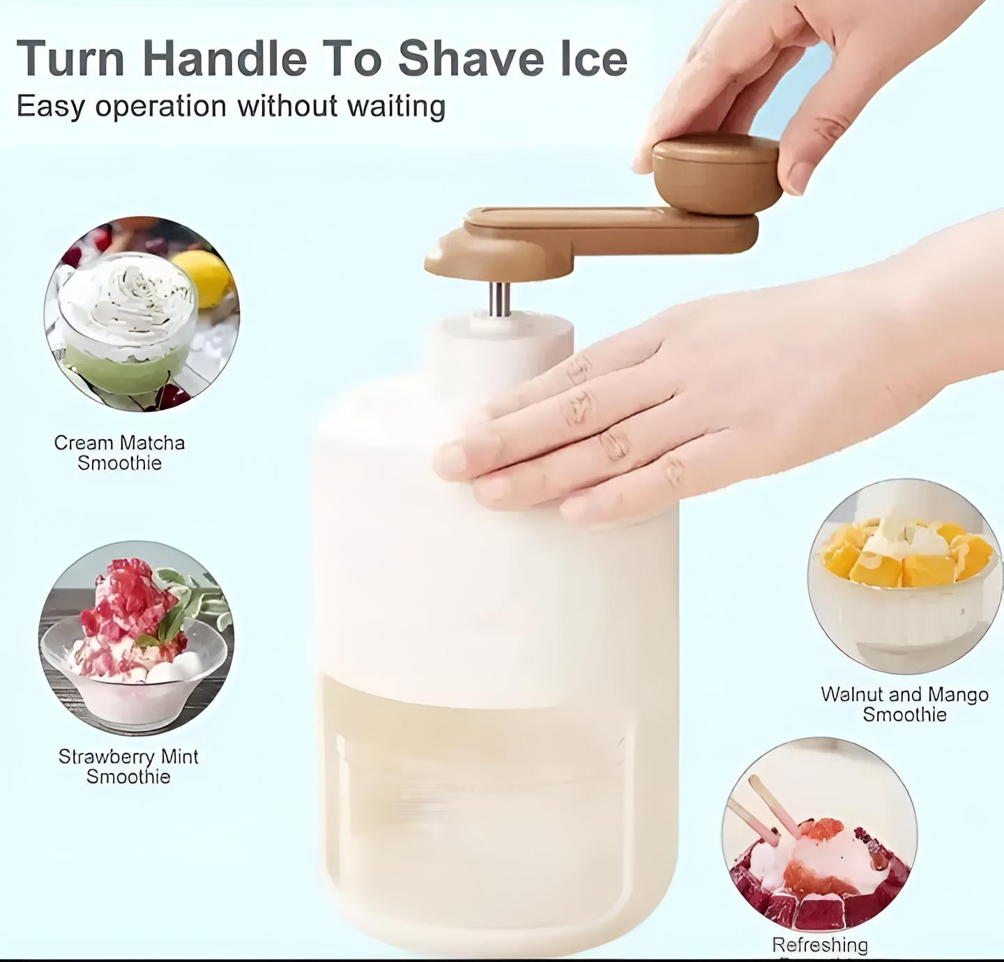 Manual Ice  & Gola Ganda Maker - Portable Ice Crusher Machine for Home Use with Stainless Steel Blades