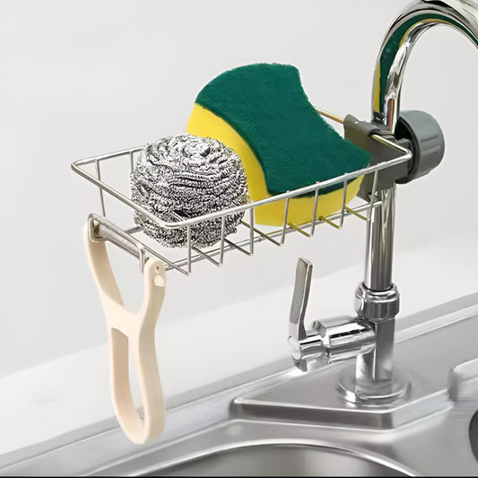 Stainless Steel Adjusting Multifunctional Kitchen Faucet Sponge Holder Durable And Convenient Storage Solution For Everyday Use