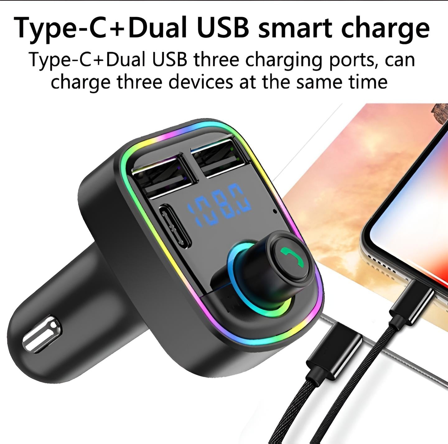 C1 - Car Mp3 Player | Car Wireless FM Transmitter | Car Mp3 Modulator | Car Accessories (Random Color)