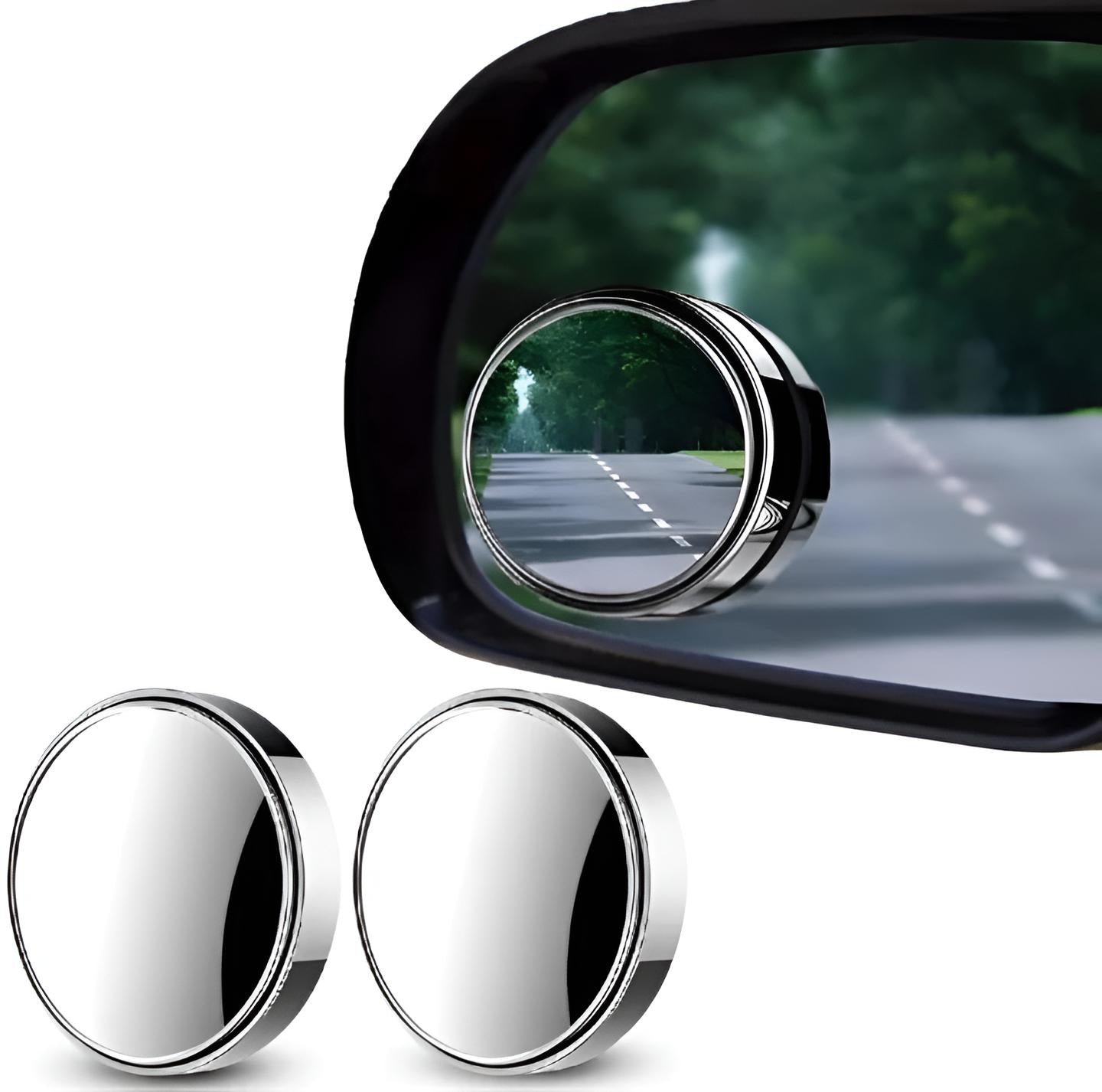 Car Blind-Spot Side Mirror Silver Frame - (2 Pc / Set)
