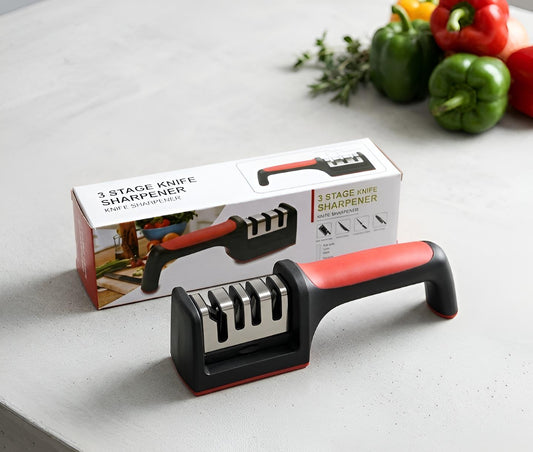3-Stage Professional Knife Sharpener - Manual Kitchen Knife Sharpening Tool